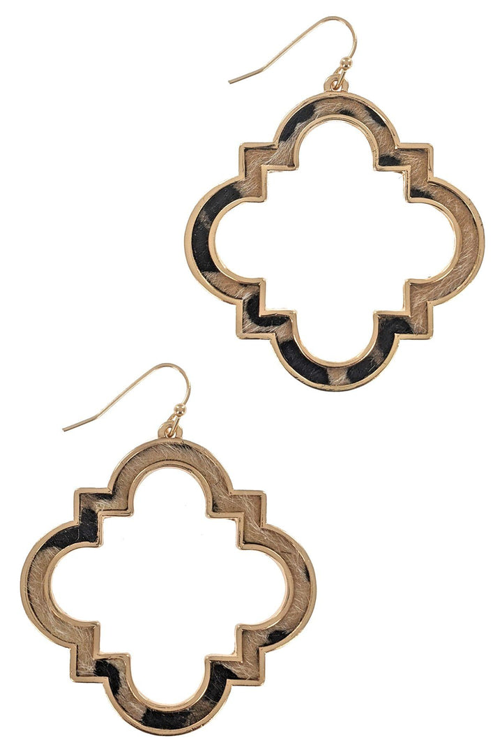 Leather Clover Drop Earrings