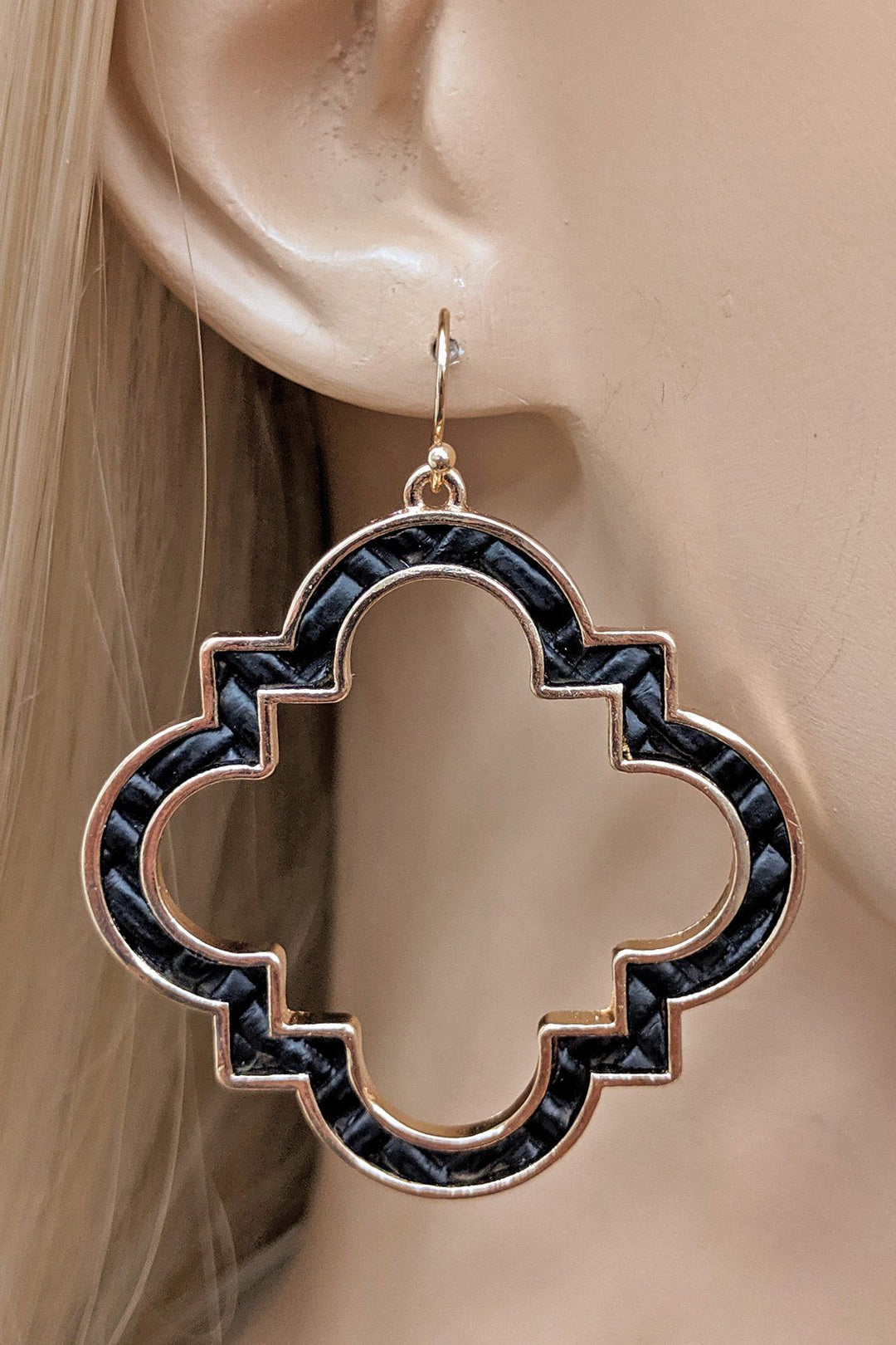 Leather Clover Drop Earrings