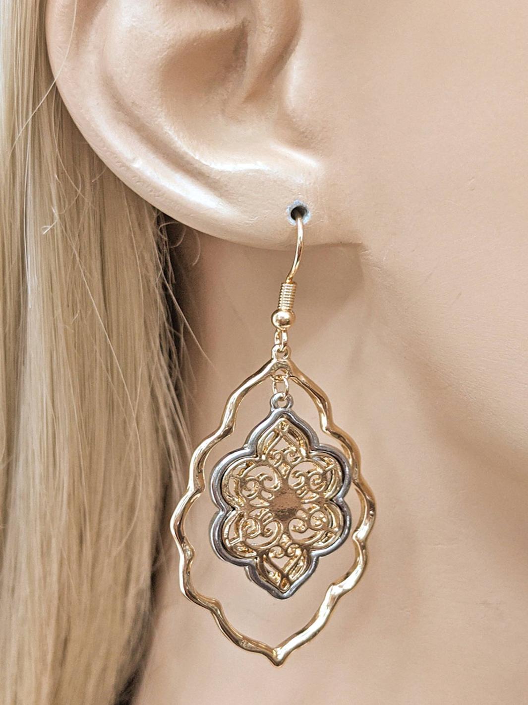 Silver & Gold Filigree Fashion Earrings