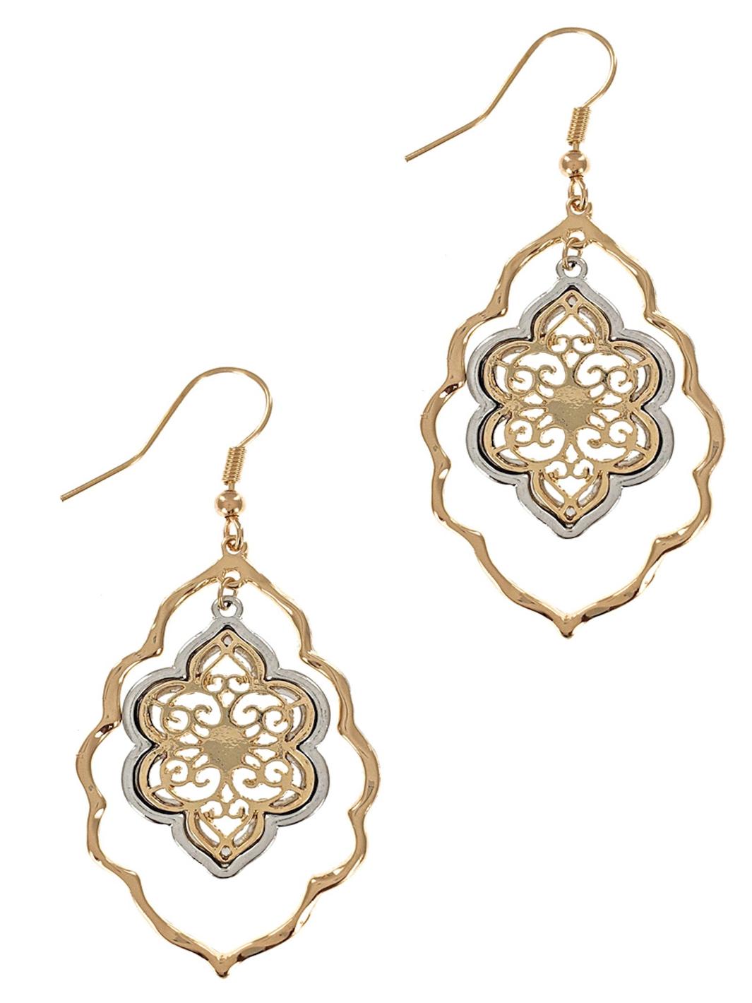 Silver & Gold Filigree Fashion Earrings