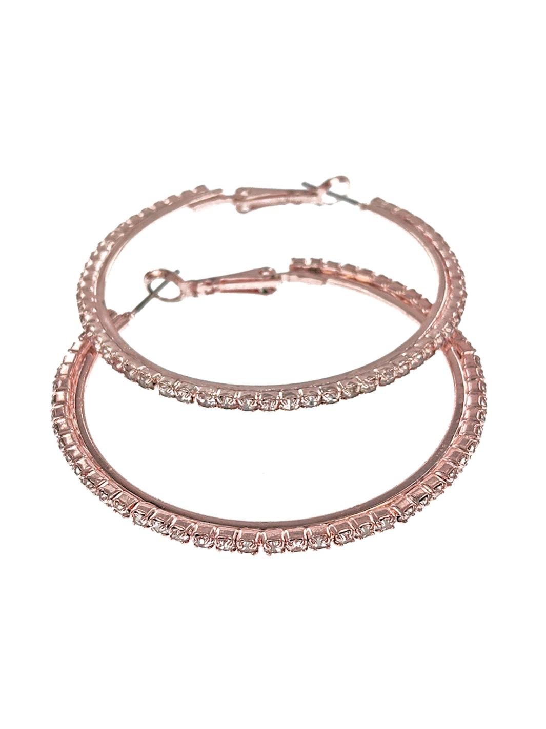 Rose Gold Rhinestone Hoop Earrings