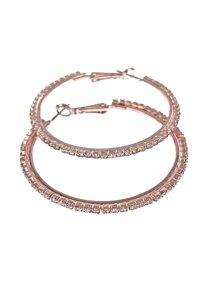 Rose Gold Rhinestone Hoop Earrings