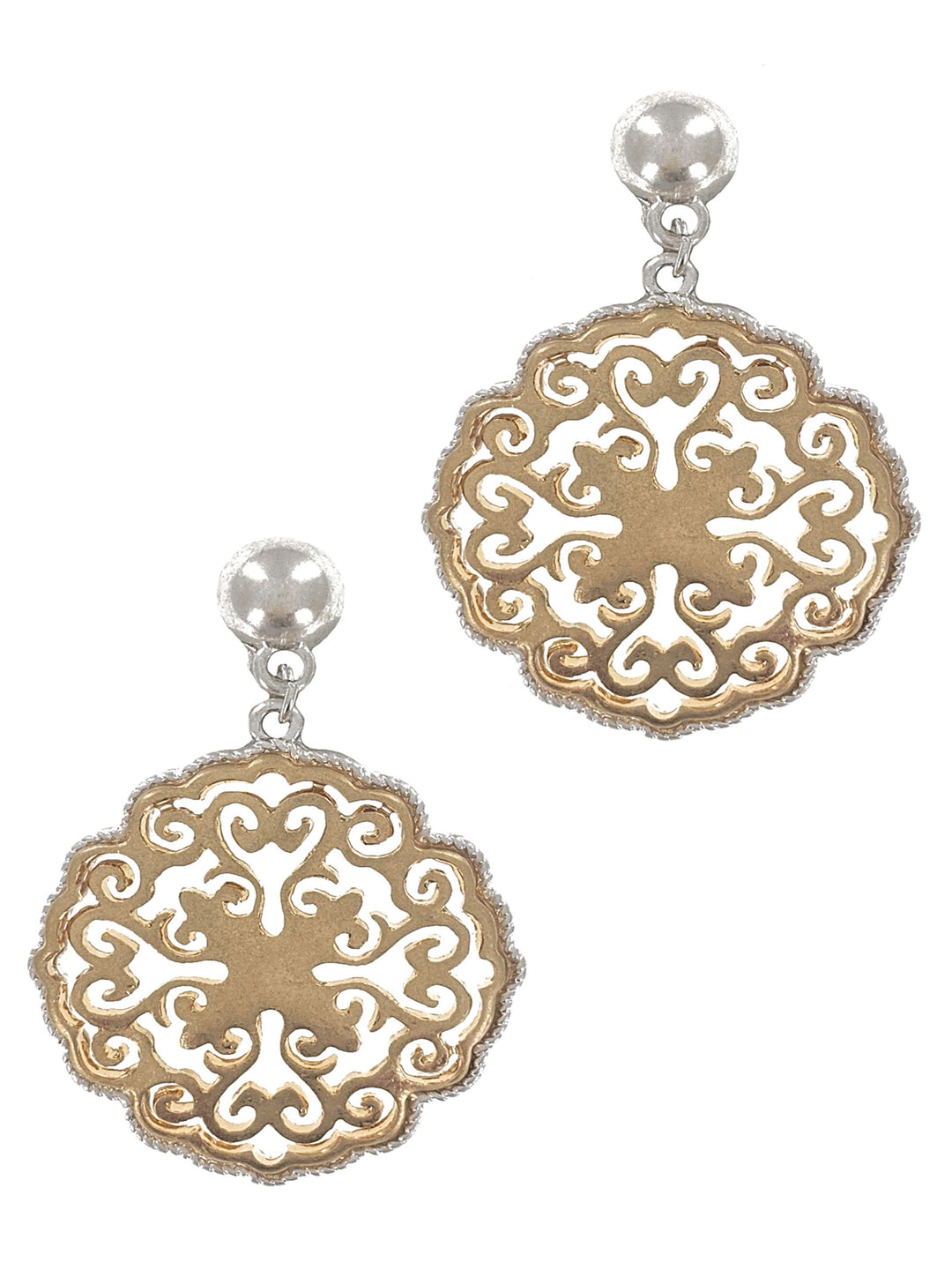 Worn Circle Filigree Drop Fashion Earrings