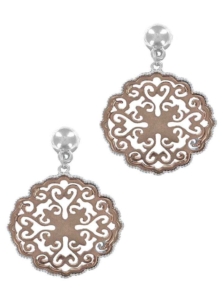 Worn Circle Filigree Drop Fashion Earrings