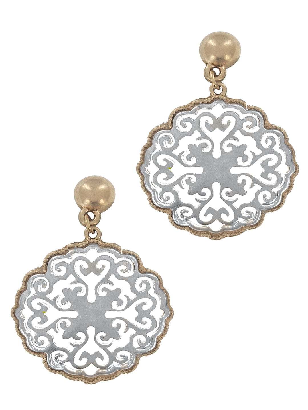 Worn Circle Filigree Drop Fashion Earrings
