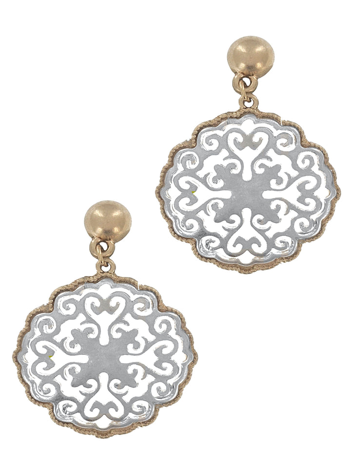 Worn Circle Filigree Drop Fashion Earrings