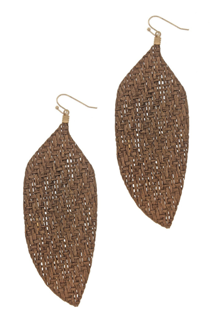 Cork Braided Leaf Earrings