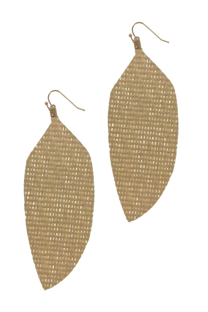 Cork Braided Leaf Earrings