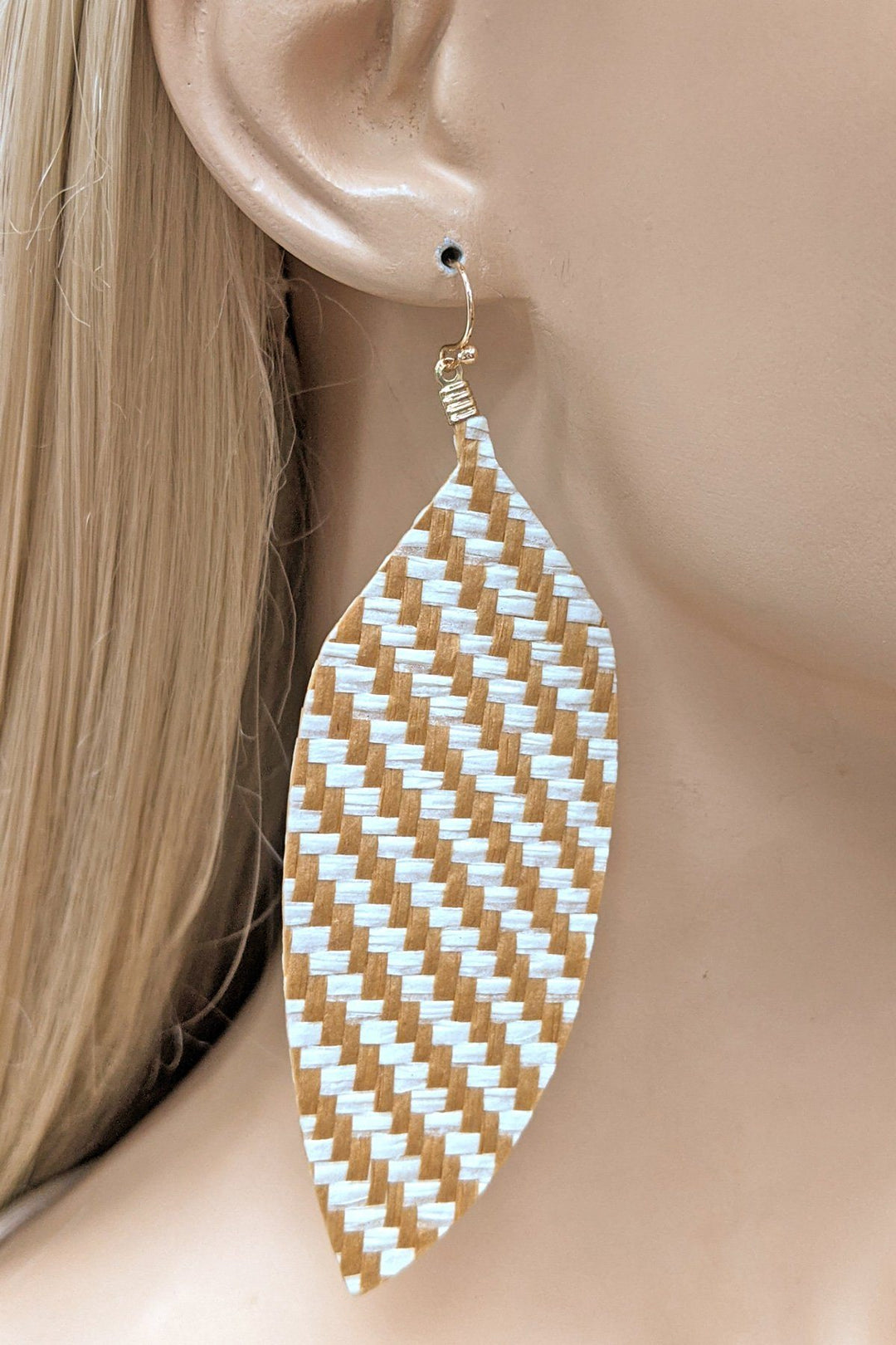 Cork Braided Leaf Earrings