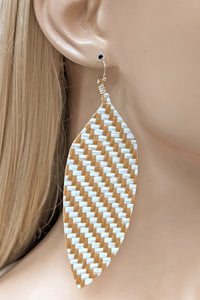 Cork Braided Leaf Earrings