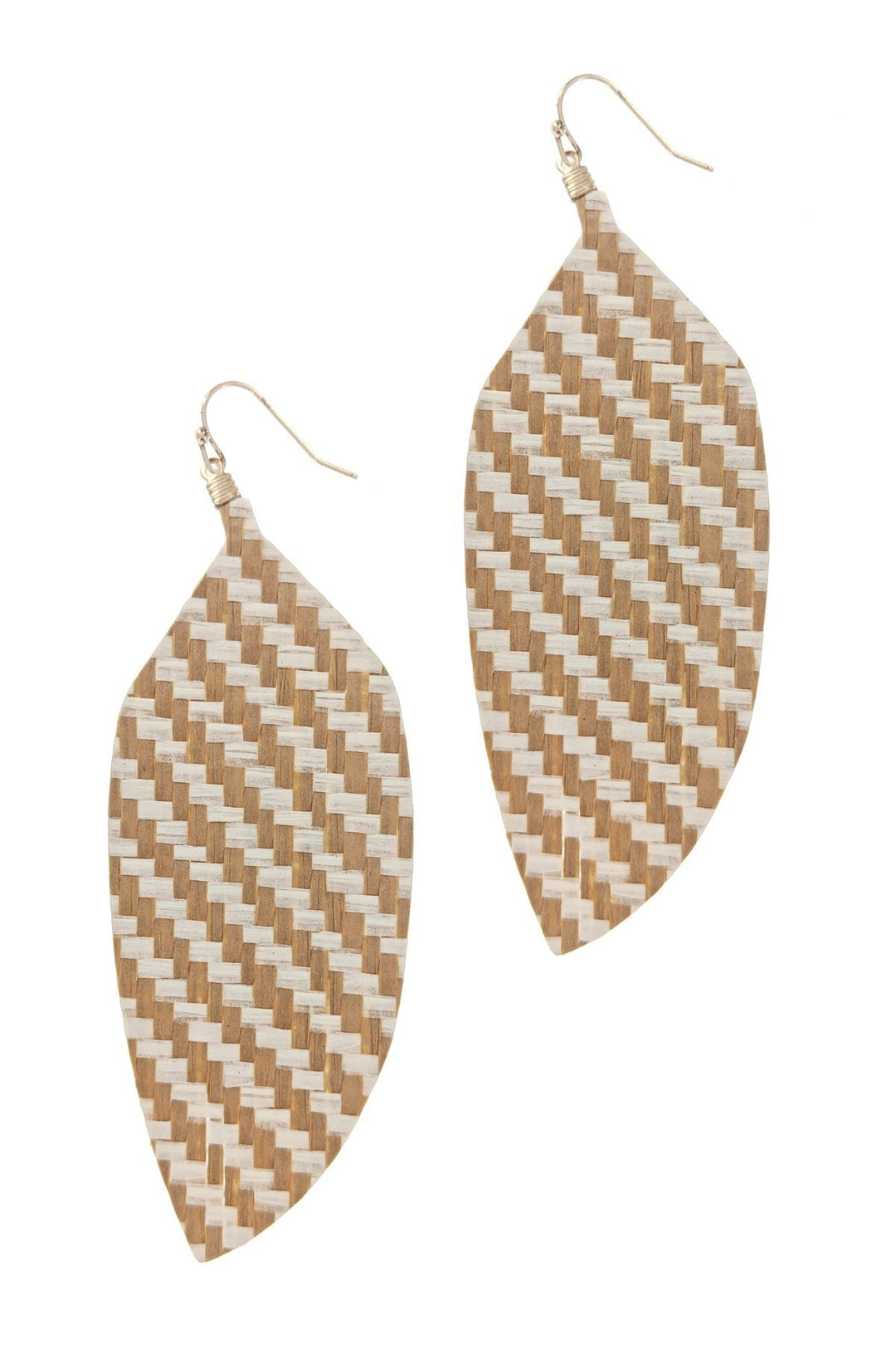 Cork Braided Leaf Earrings