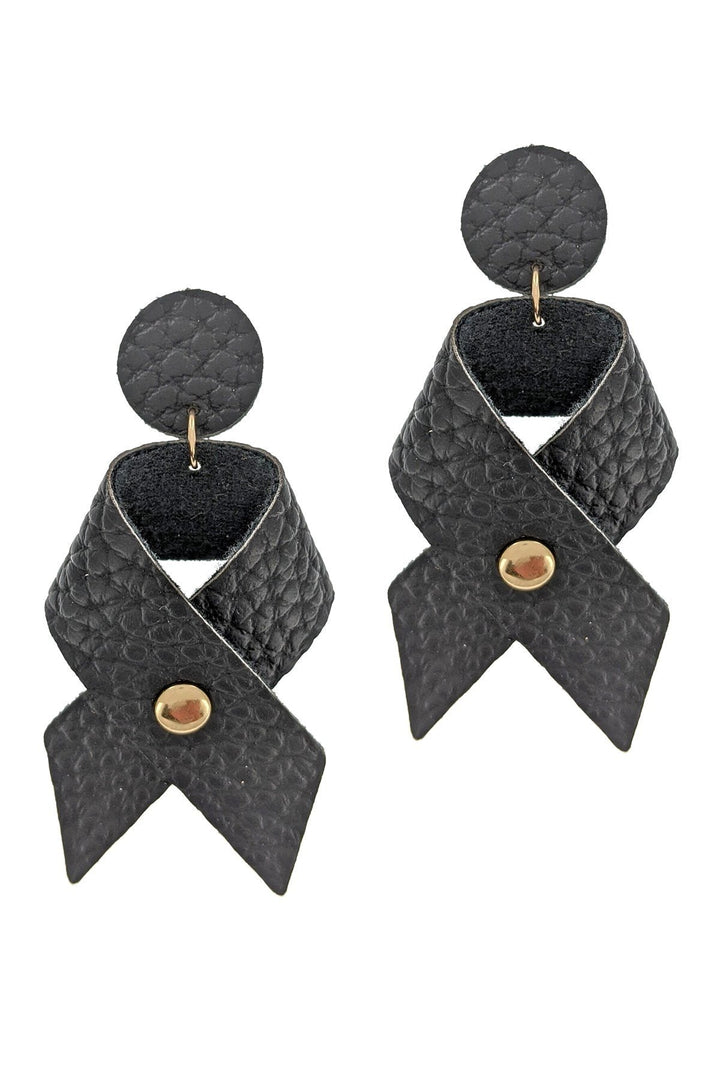 Vegan Leather Bow Earrings