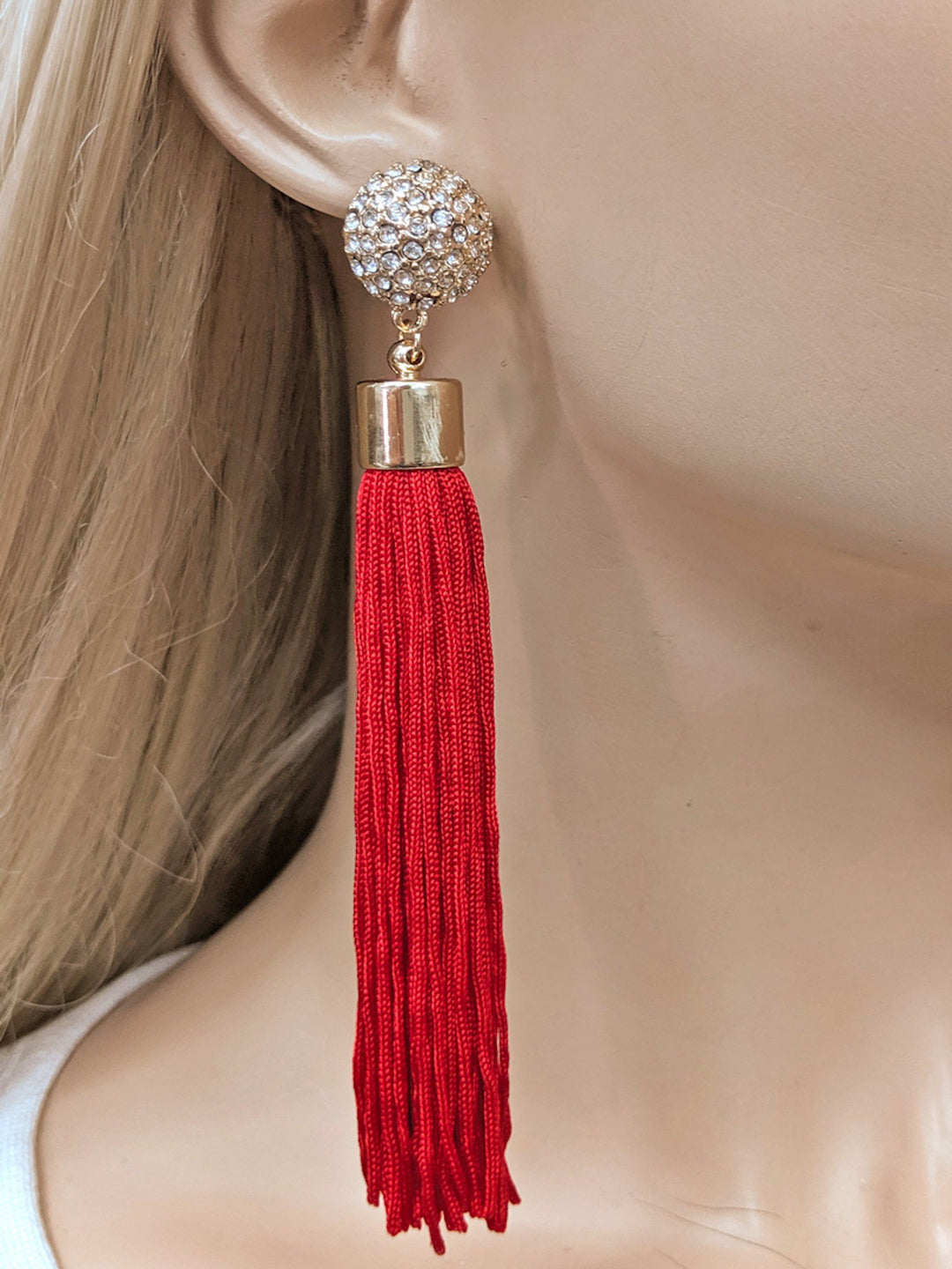 Long Tassel Rhinestone Earring