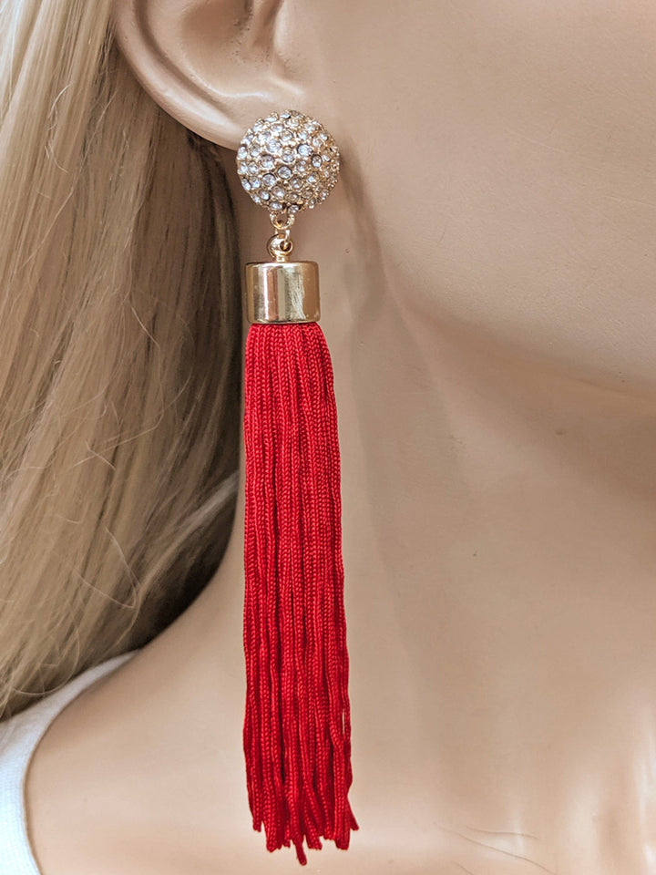Long Tassel Rhinestone Earring