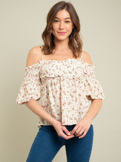 WOMEN'S OFF SHOULDER FLORAL TOP