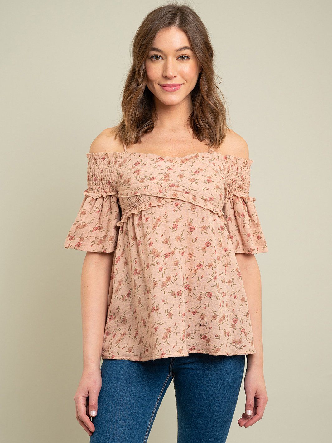 WOMEN'S OFF SHOULDER FLORAL TOP