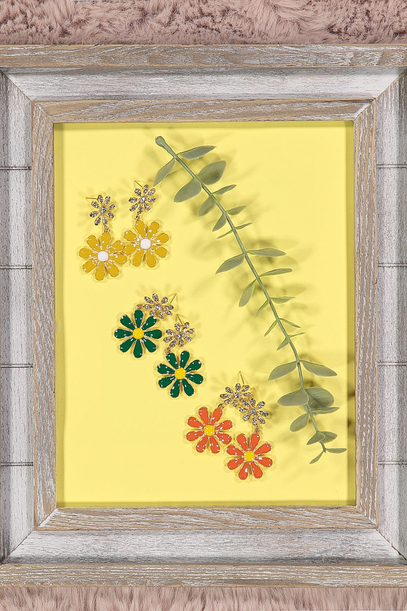 WOMEN'S ASSORTED COLORS FLOWER EARRINGS