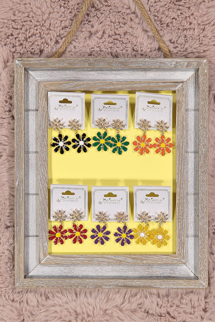 WOMEN'S ASSORTED COLORS FLOWER EARRINGS