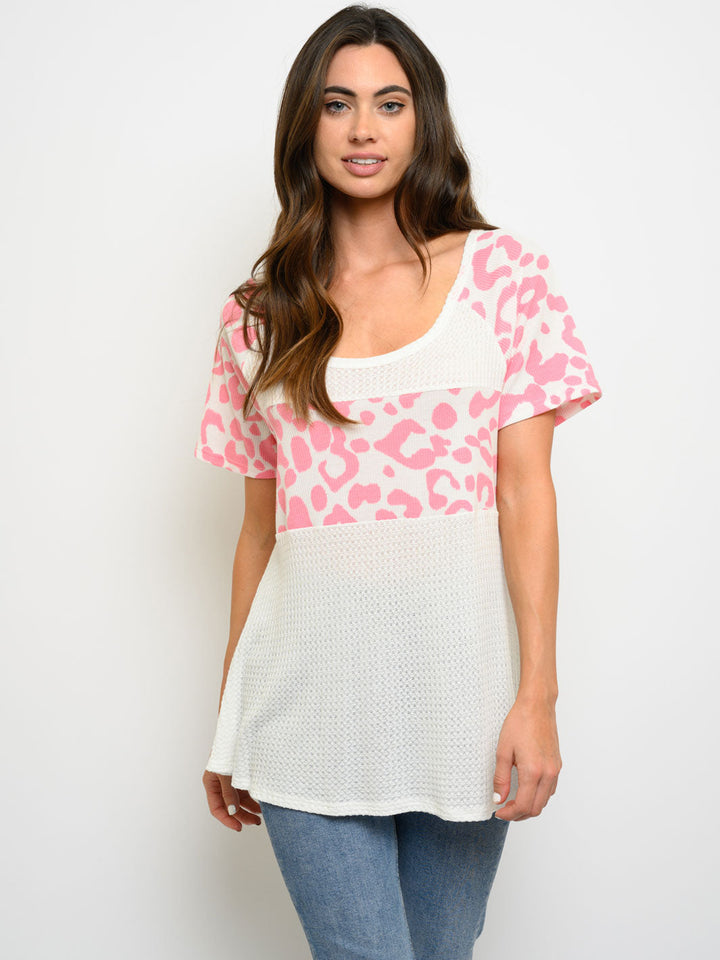 WOMEN'S SHORT SLEEVE ANIMAL PRINT TUNIC TOP