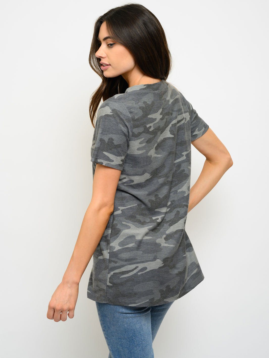 WOMEN'S TUNIC CAMO PRINT TOP