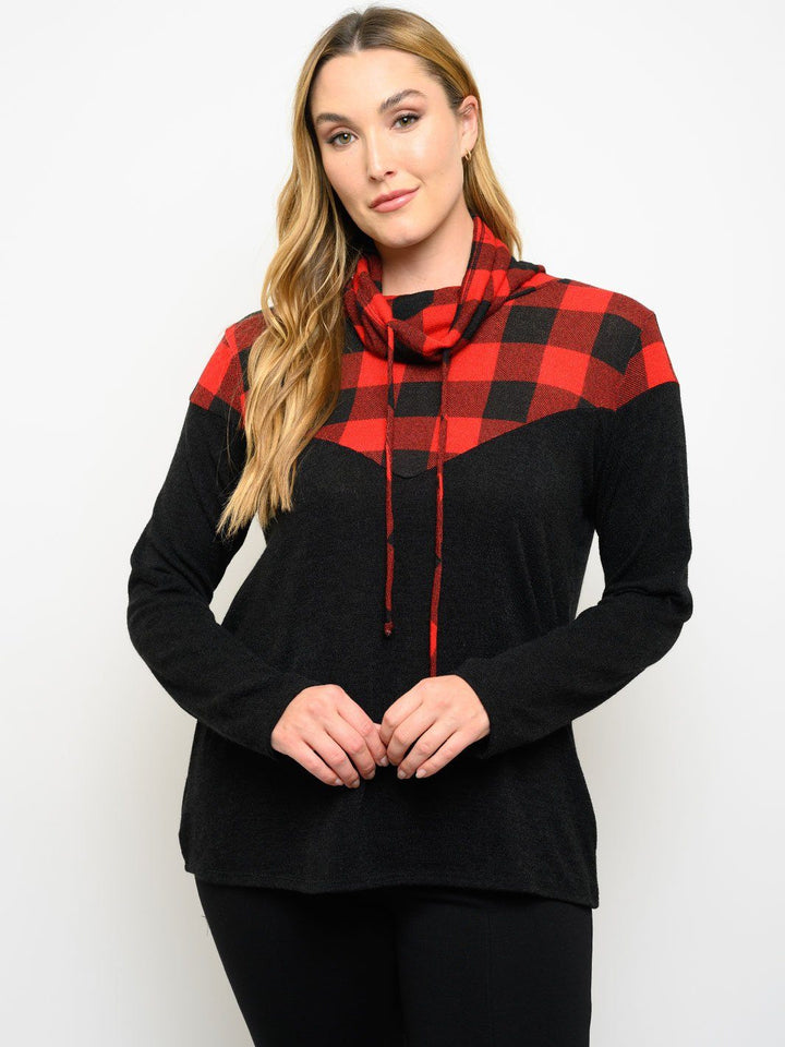 PLUS SIZE TURTLE NECK LONG SLEEVE TOP