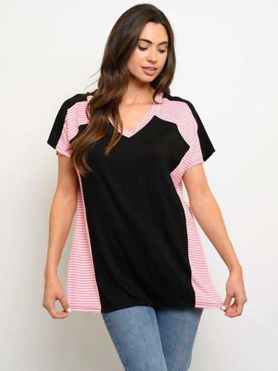 WOMEN'S SHORT SLEEVE V-NECK TOP