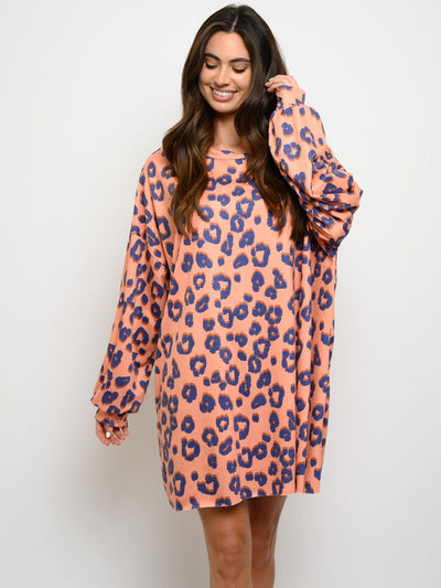 WOMEN'S ANIMAL PRINT LONG SLEEVE MINI DRESS