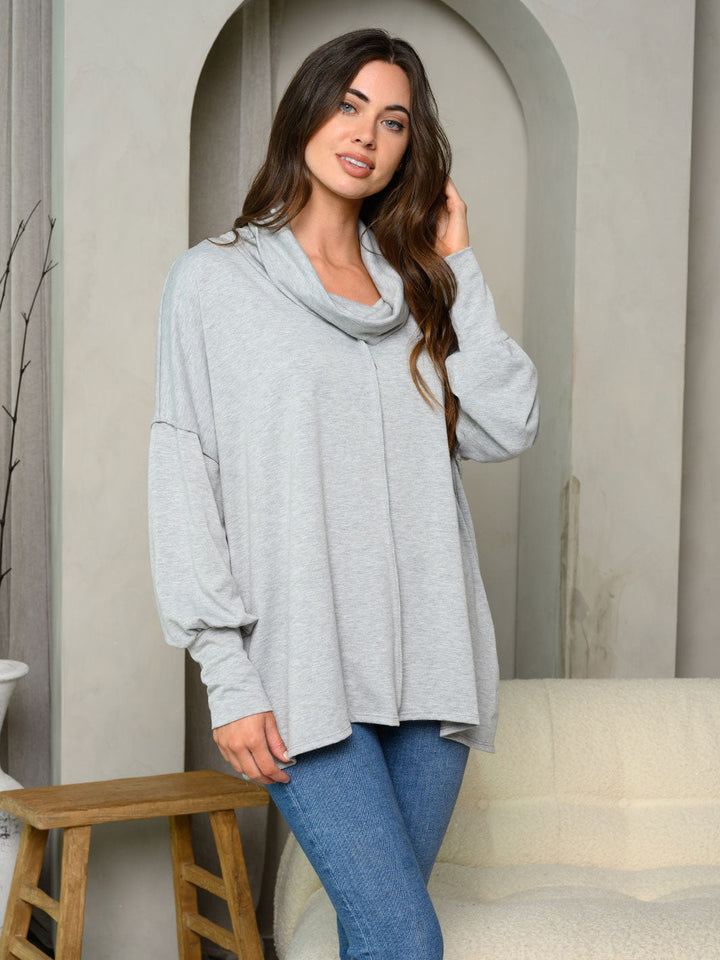 WOMEN'S LONG SLEEVE TURTLE NECK TUNIC TOP