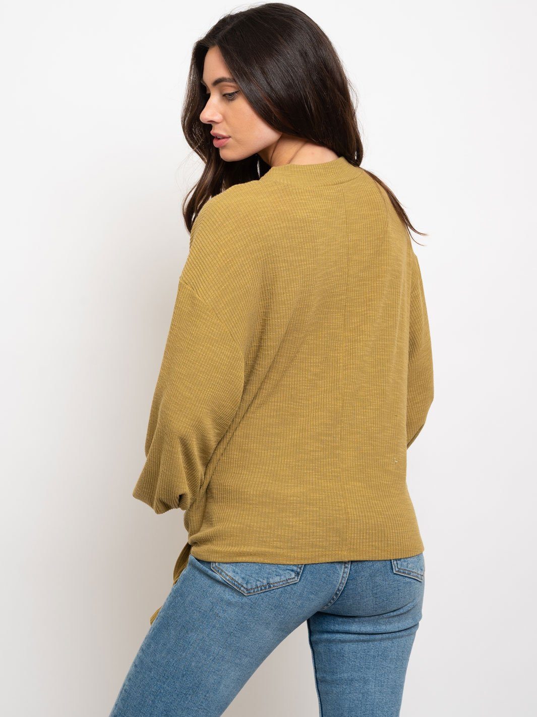 WOMEN'S TEXTURED POLLOVER TIE WAIST TOP