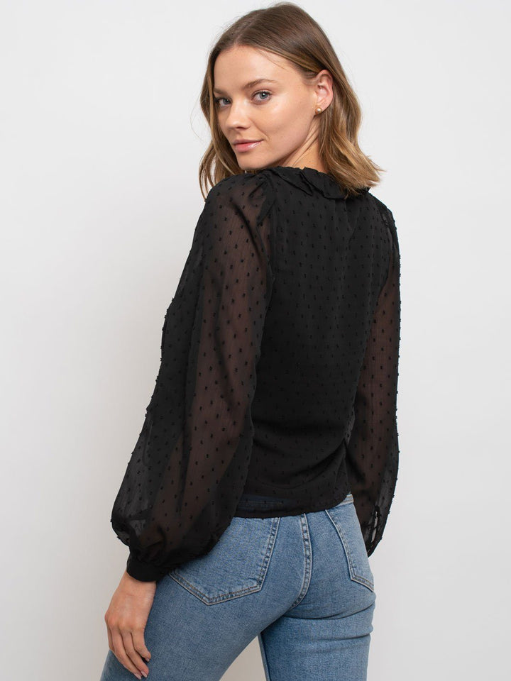 WOMEN'S POLKA DOT RUFFLED WRAP TOP