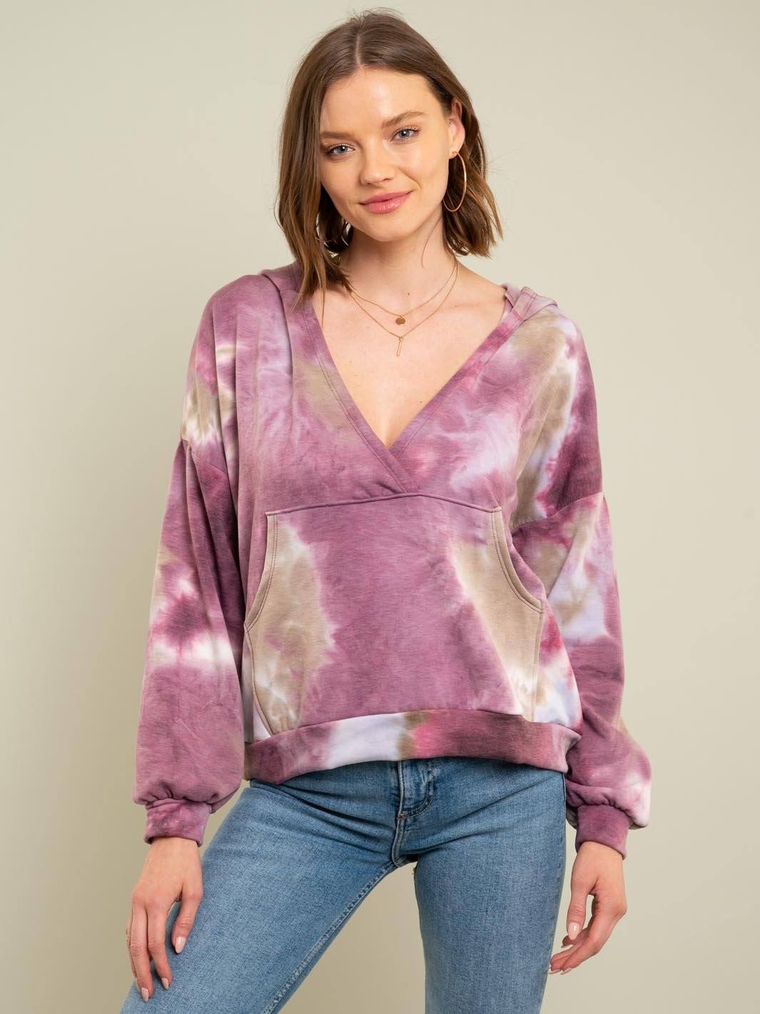 WOMEN'S TIE DYE HOODIE TOP