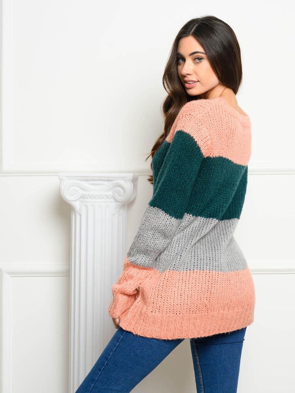 WOMEN'S LONG SLEEVE COLORBLOCK SWEATER