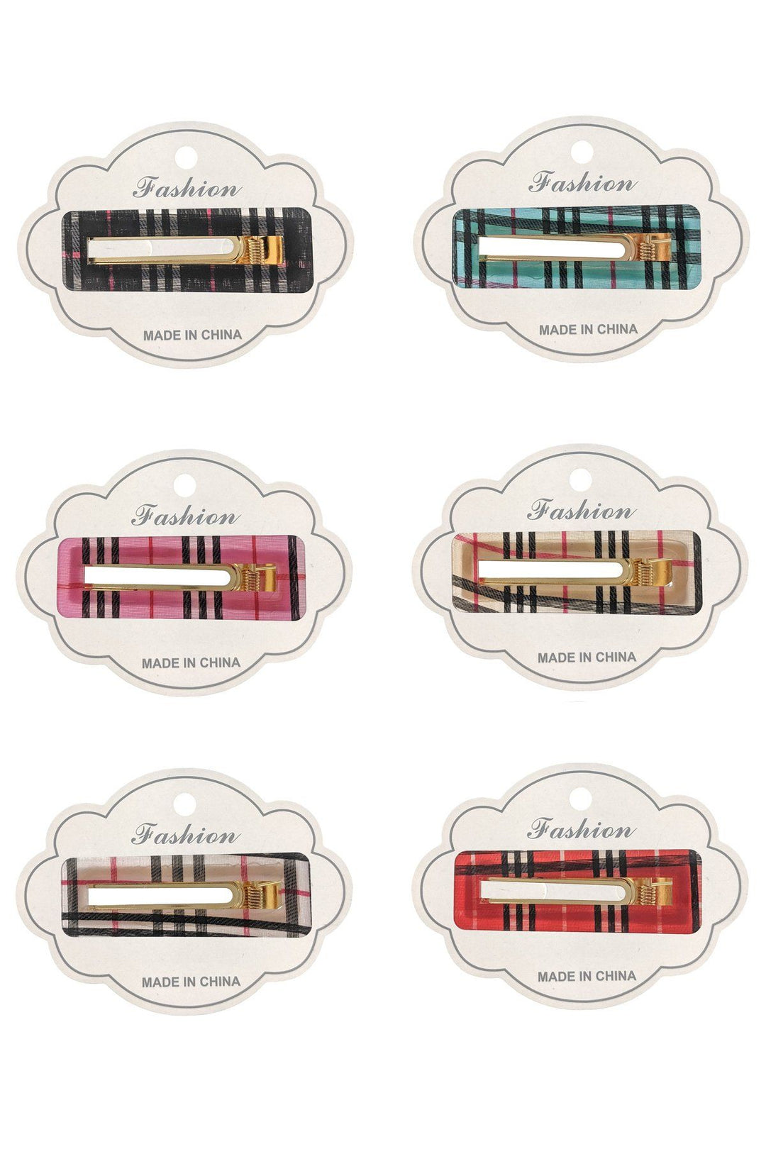 Multi Color Plaid Hair Clip Dozen