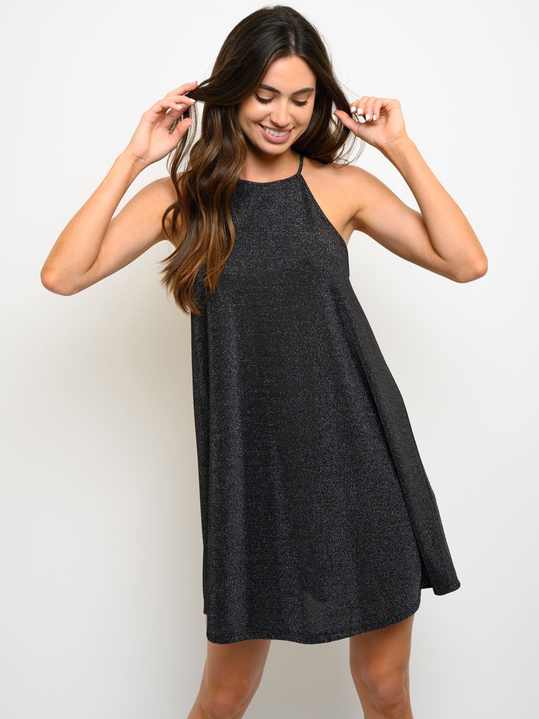 WOMEN'S STRAPLESS SHIMMER MINI DRESS