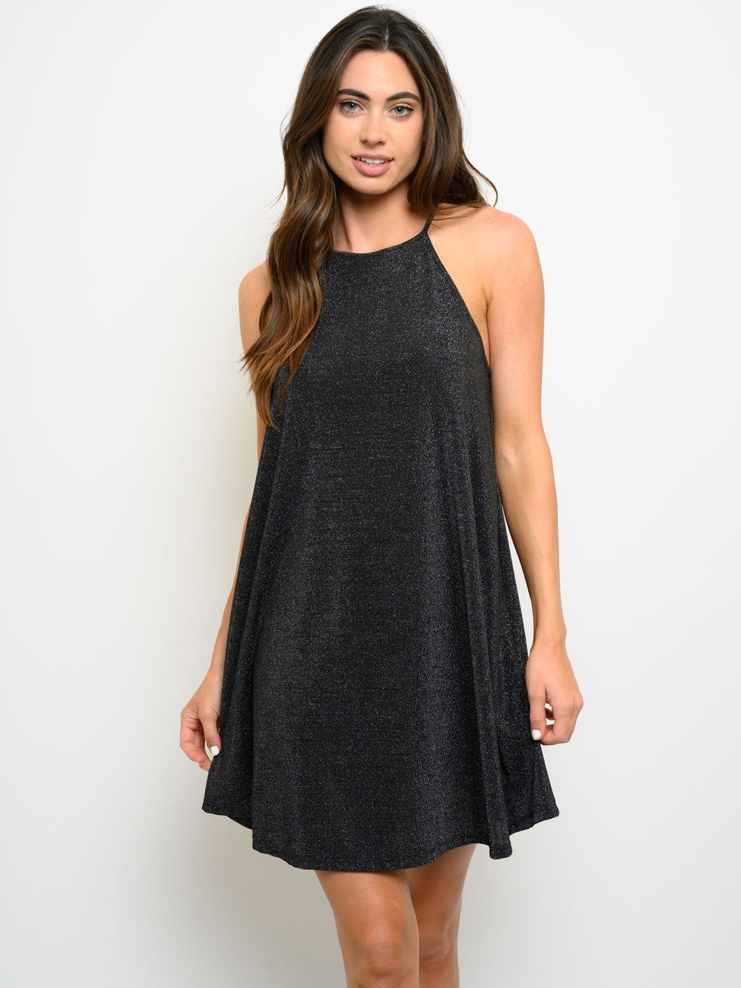 WOMEN'S STRAPLESS SHIMMER MINI DRESS