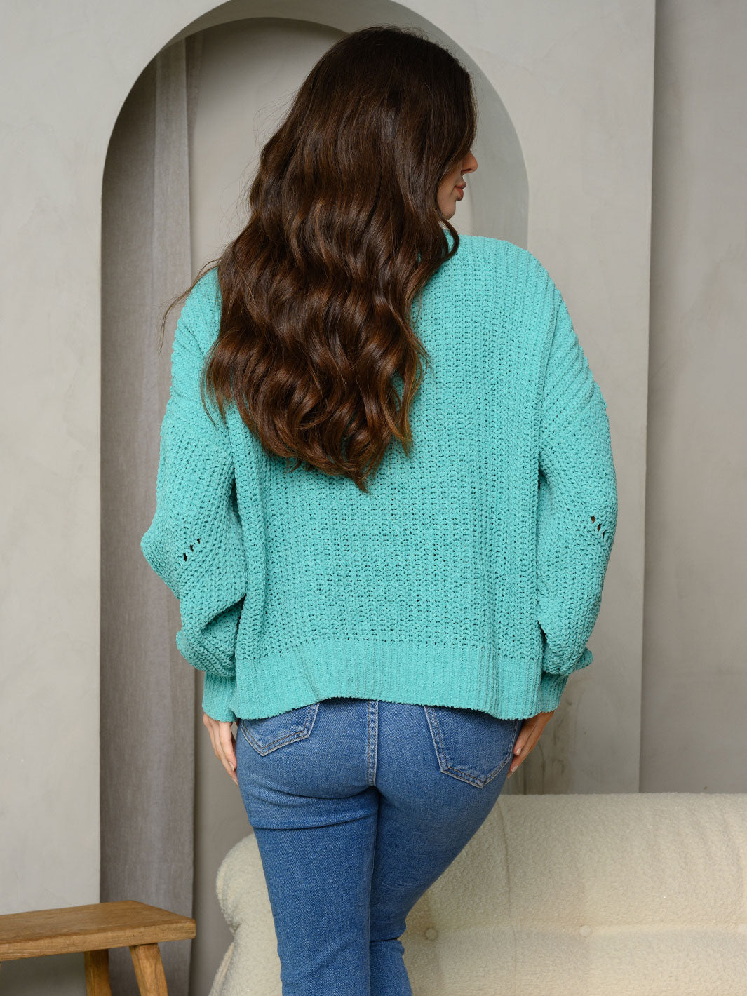 WOMEN'S LONG SLEEVE KNIT COWL NECK SWEATER