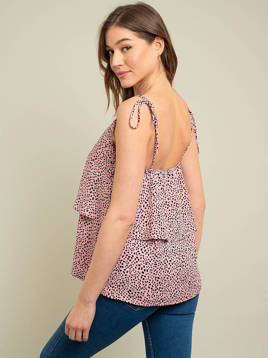 WOMEN'S POLKA DOTS RUFFLE TOP