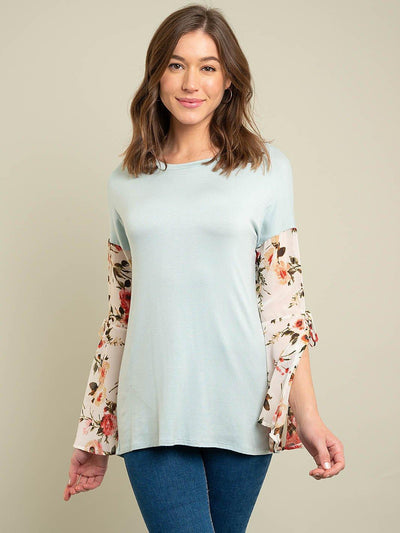 WOMEN'S BELL FLORAL SLEEVE TOP