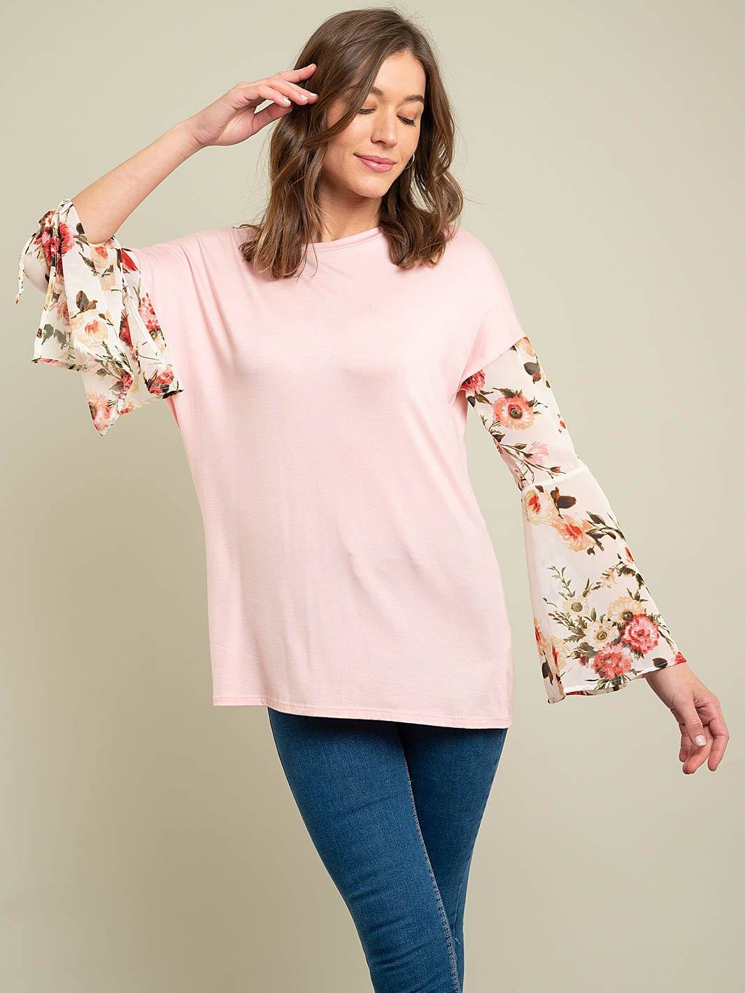 WOMEN'S BELL FLORAL SLEEVE TOP