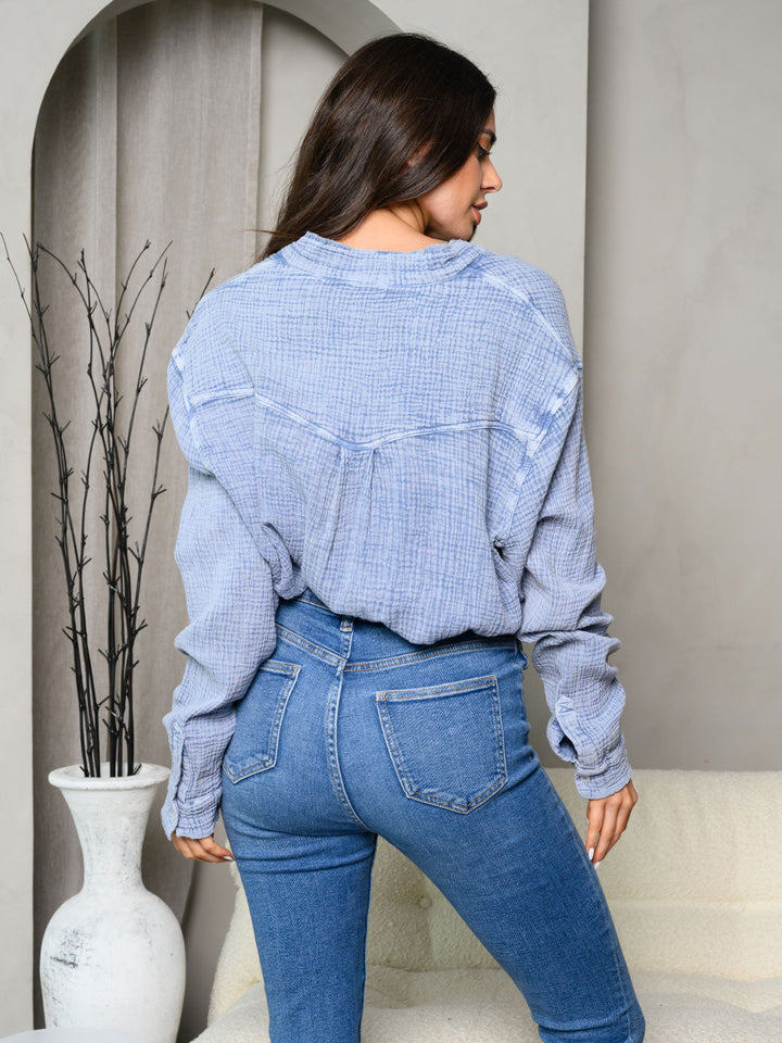 WOMEN'S LONG SLEEVE BUTTON UP SOLID BODYSUIT