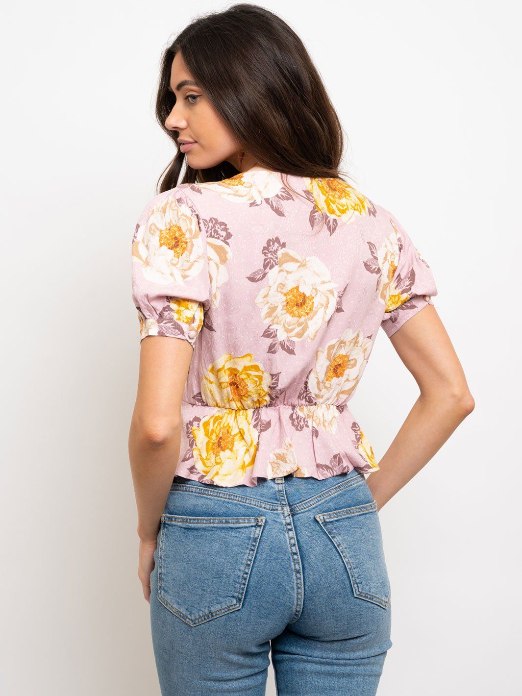 WOMEN'S WRAP RUFFLE TOP