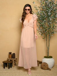 WOMEN'S SWISS DOT MAXI DRESS