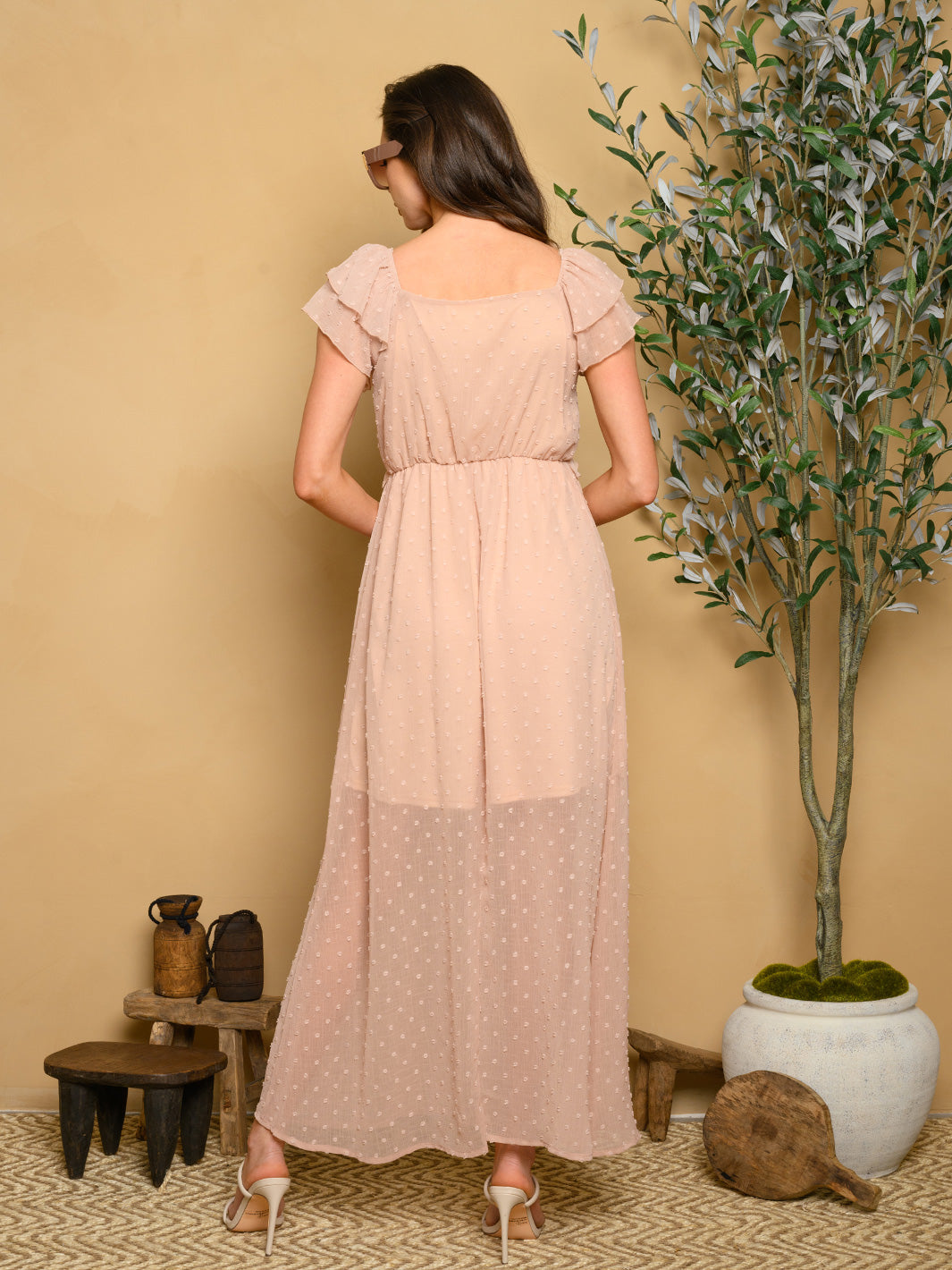 WOMEN'S SWISS DOT MAXI DRESS