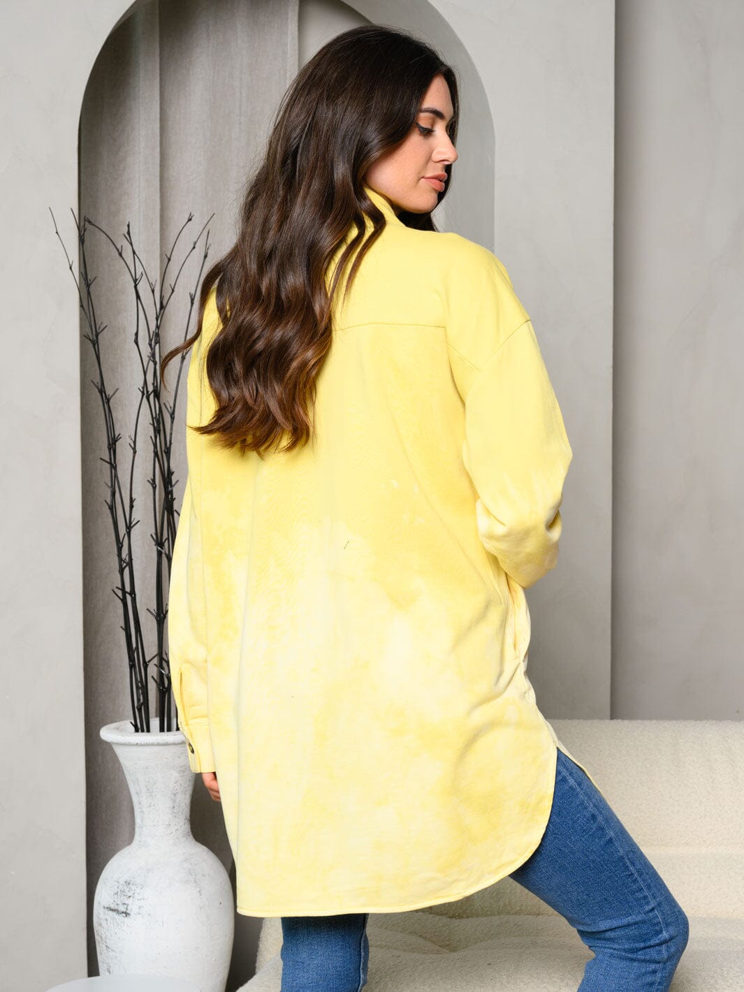 WOMEN'S LONG SLEEVE WASHED FRONT POCKETS BUTTON UP JACKET