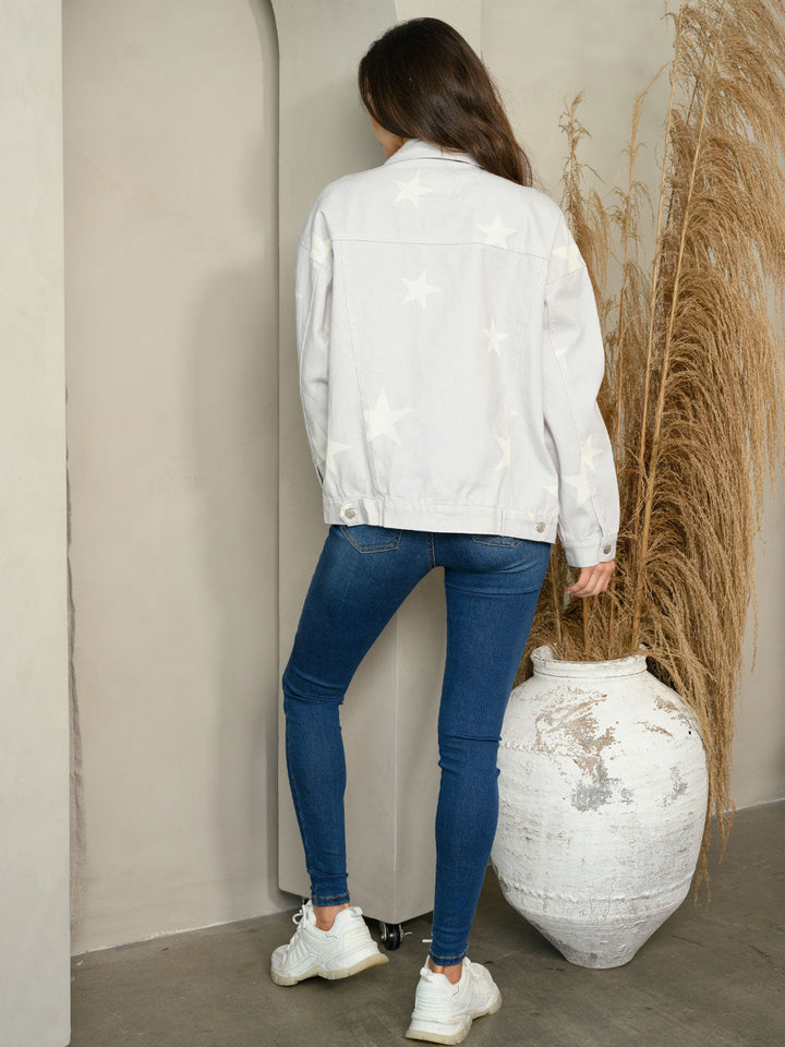 WOMEN'S LONG SLEEVE STARS PRINT JACKET