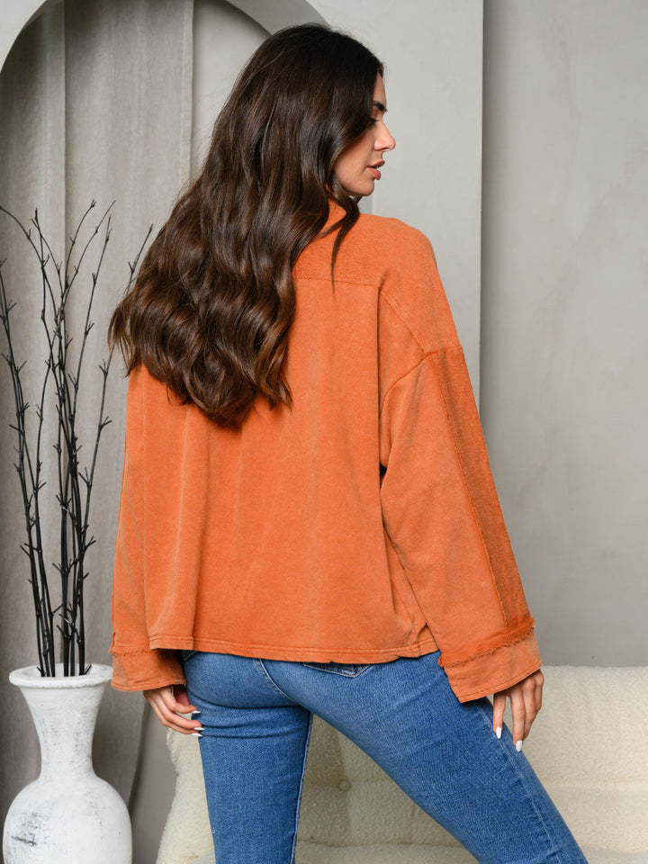 WOMEN'S LONG SLEEVE MINERAL WASHED BUTTON UP JACKET