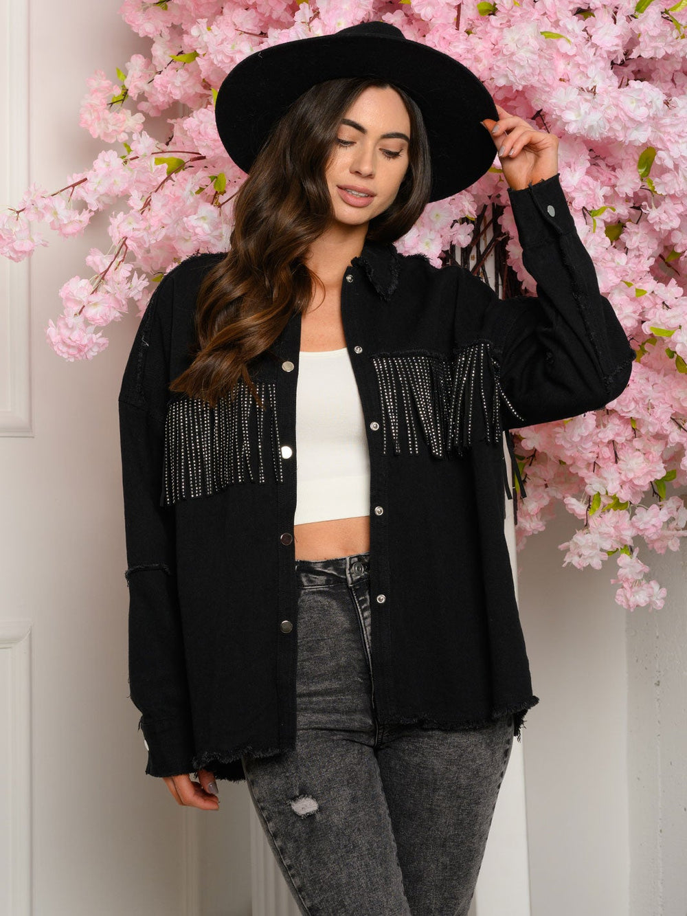 WOMEN'S FRINGE DENIM JACKET