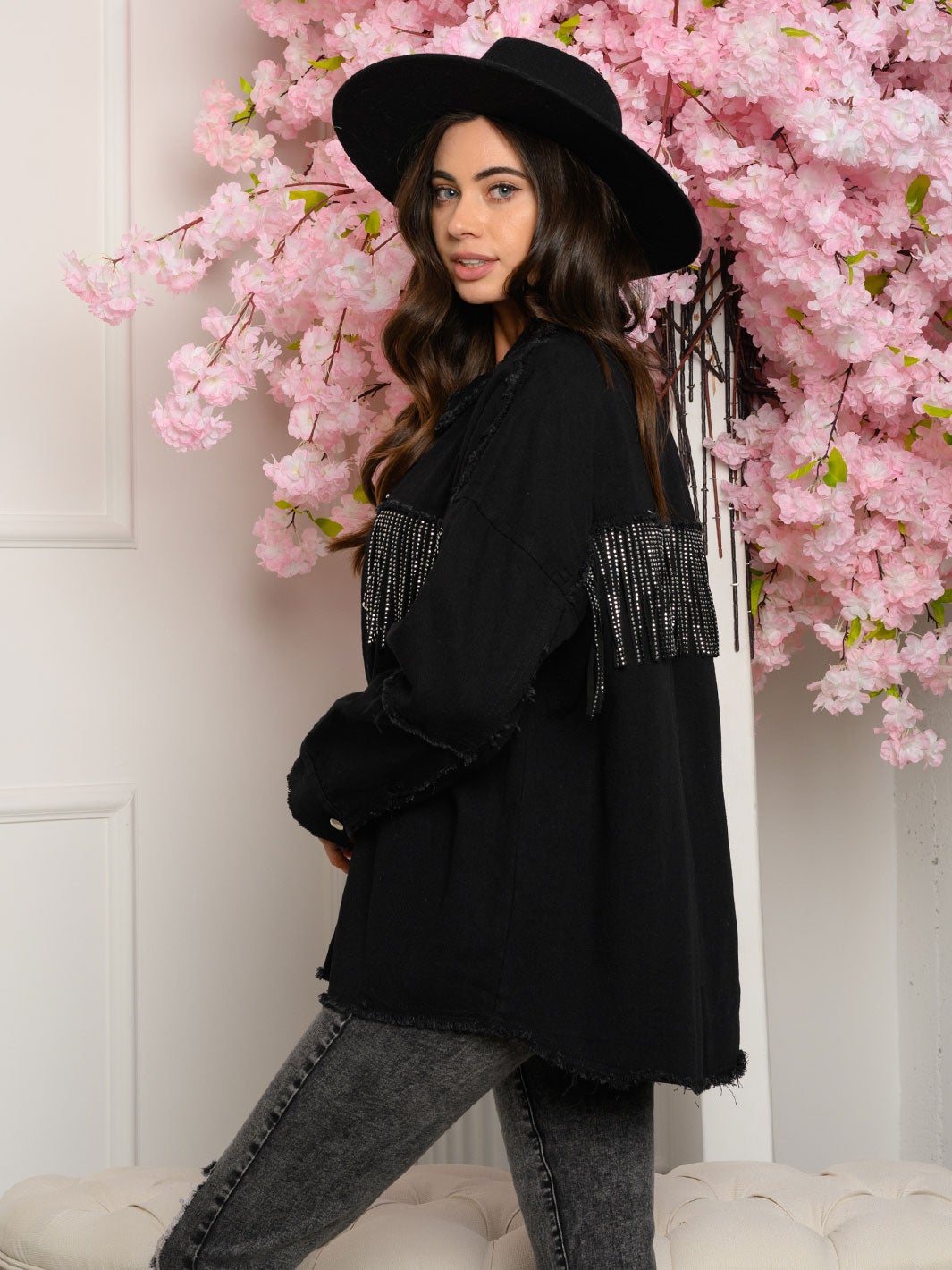 WOMEN'S FRINGE DENIM JACKET