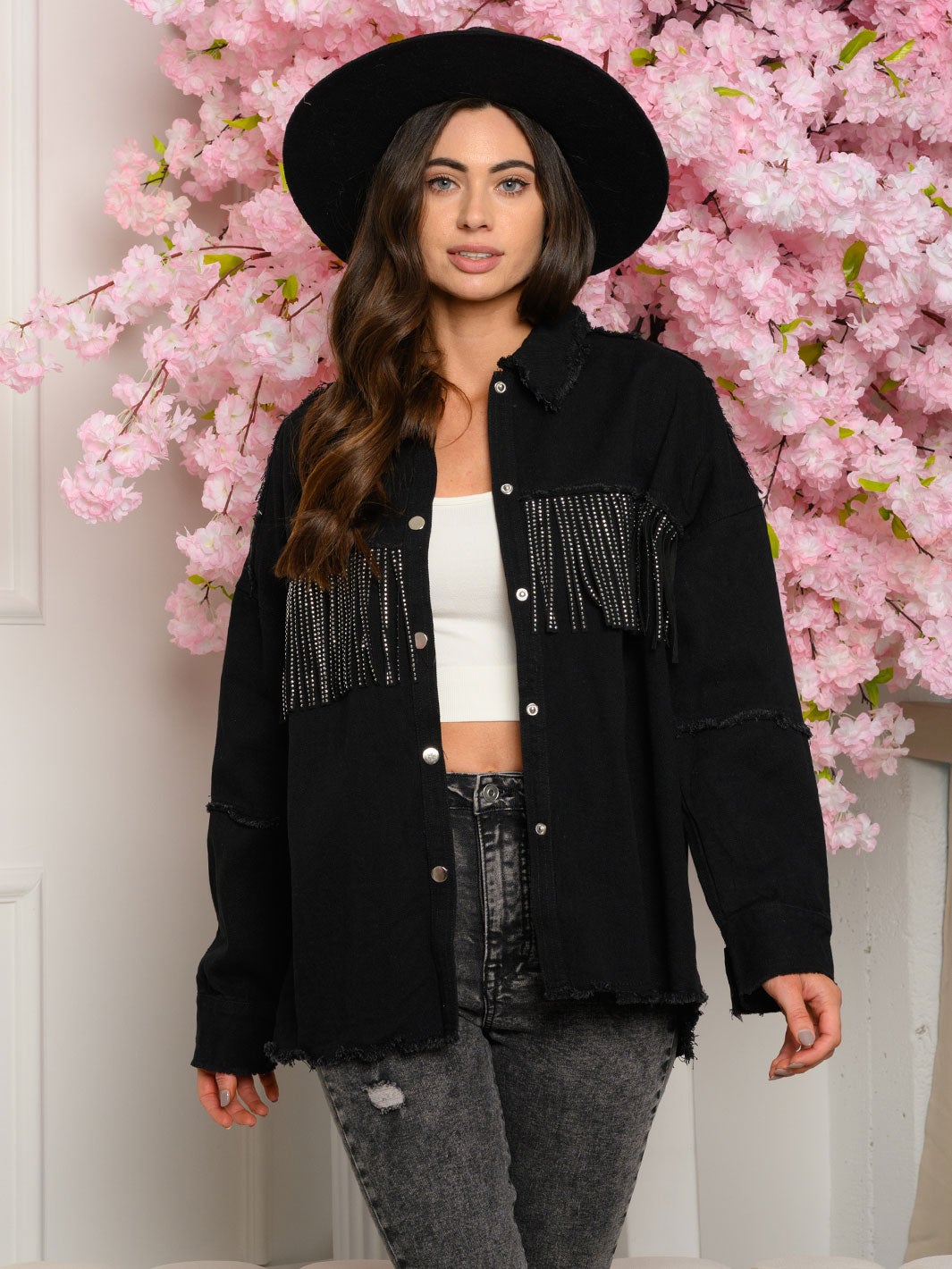 WOMEN'S FRINGE DENIM JACKET