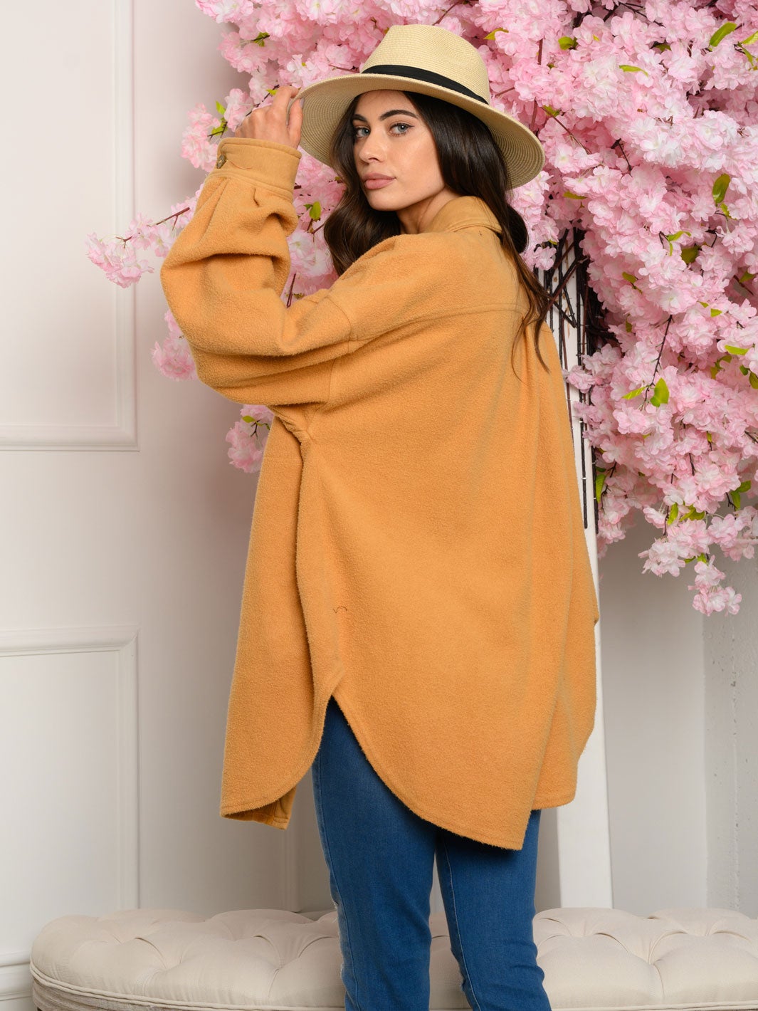 WOMEN'S BUTTON UP COLLAR POCKETS JACKET